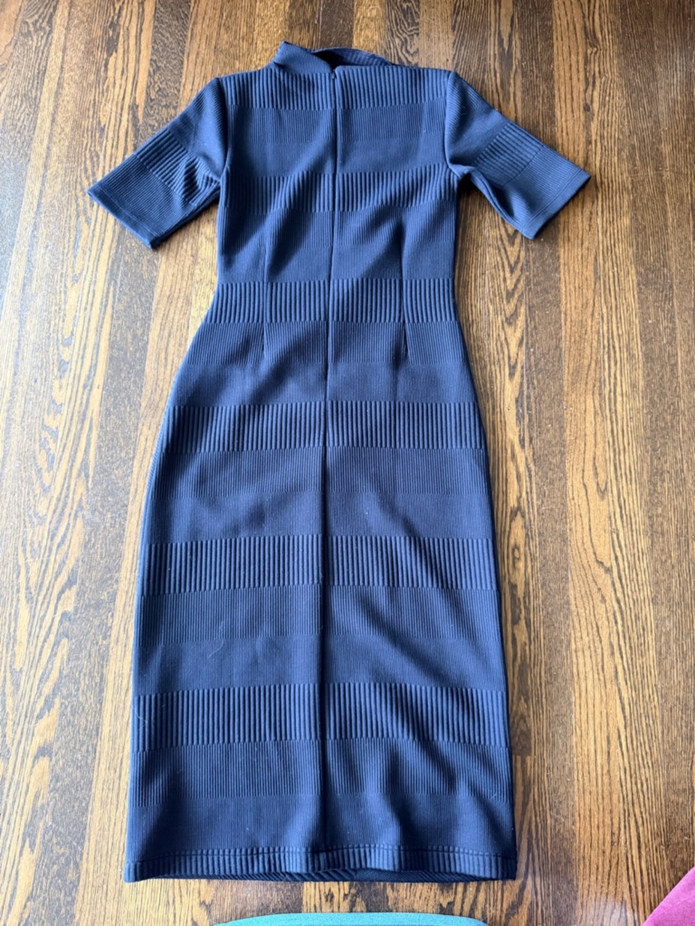 Modern Citizen Evie ribbed Knit Jersey Dress Navy Textured Midi Dress small - Picture 2 of 9